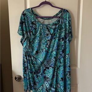 Women’s Teal Paisley Scoop Neck Top